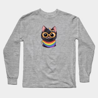 LGBT Pride Shirt, Gay Pride Tee, Cute Pride Shirt, Gay Pride Shirt, Pride Tshirt, Gay Pride Tshirt, pride cat shirt, gay cat shirt, nerd cat shirt, rainbow flag pride, LGBT Pride Tee, Rainbow Pride Tee, rainbow cat shirt Long Sleeve T-Shirt